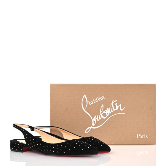 Christian Louboutin スエード サイズ36.5 CHRISTIAN LOUBOUTIN Suede Studded Slingback Flats 36.5 Black