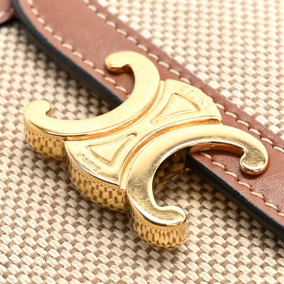 CELINE Textile Calfskin Small Triomphe Wallet Natural Tan