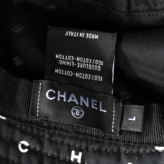 CHANEL Cotton CC Polka Dot Bucket Hat L Black 1625330