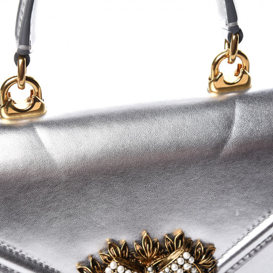 【関税＆送料込み】Dolce & Gabbana 'Devotion' Silver Leathe Small Devotion bag in mordore nappa leather in Silver for