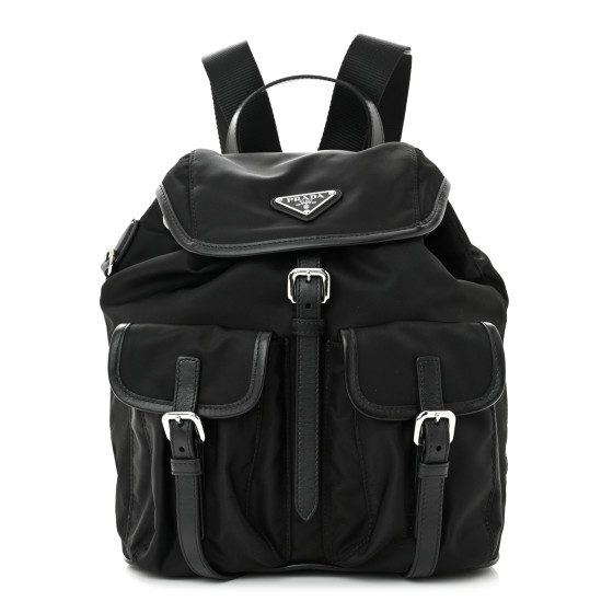 PRADA Tessuto Nylon Vitello Backpack Black 1292707