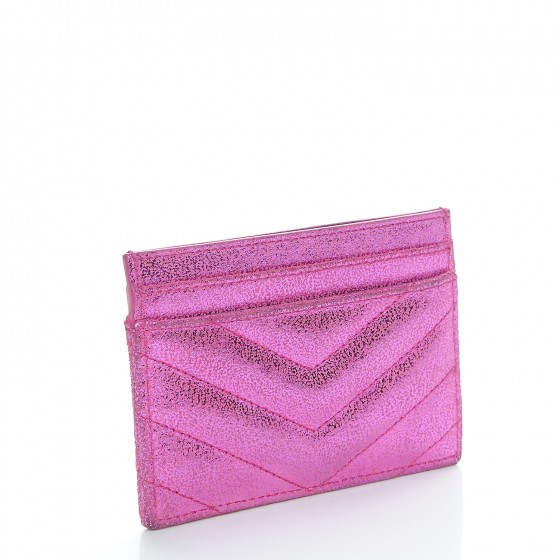 SAINT LAURENT Metallic Crackled Calfskin Matelasse Chevron