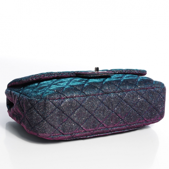 CHANEL Iridescent Glitter Fabric Jumbo Single Flap