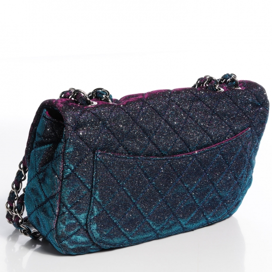 CHANEL Iridescent Glitter Fabric Jumbo Single Flap