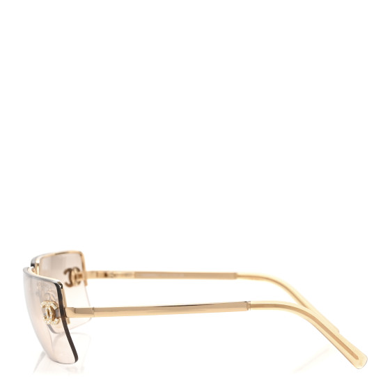 CHANEL Crystal CC Logo Sunglasses 4104-B Gold 1690835