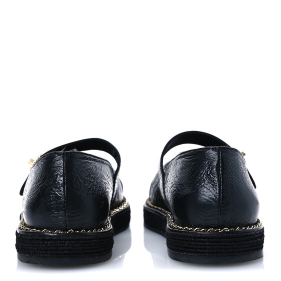 CHANEL Crumpled Lambskin Cap Toe Chain CC Turnlock Mary Jane
