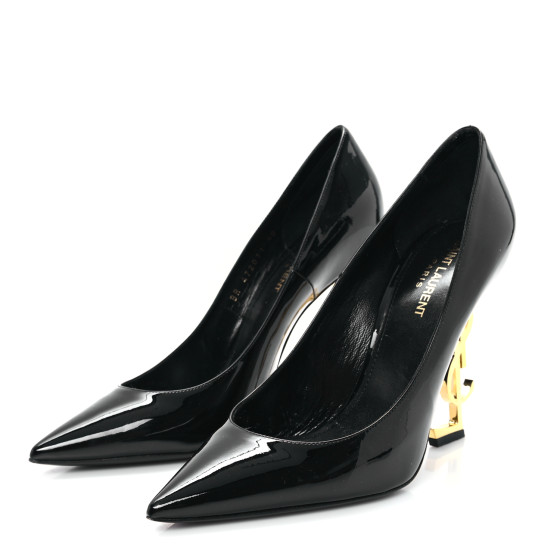 YSL様 SAINT LAURENT Vernice Chiffon Opyum 110 Pumps 40 Black Gold