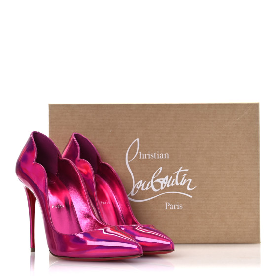 CHRISTIAN LOUBOUTIN Metallic Patent Psychic Hot Chick 100