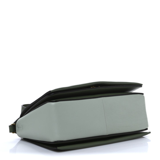 CELINE Shiny Smooth Calfskin Medium Frame Shoulder Bag Olive