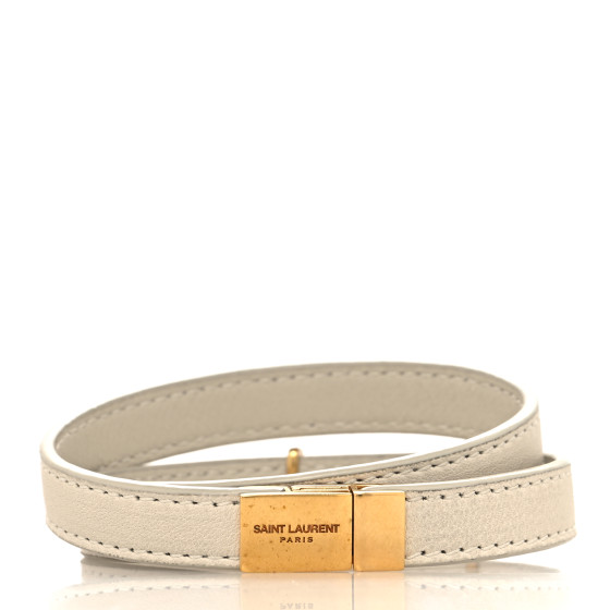 SAINT LAURENT Calfskin Opyum Double Wrap Bracelet L Crema