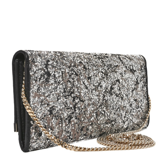 70%オフセールJIMMY CHOO MILLA LLIC LEATHER CHAIN WALLET Jimmy Choo - Milla Anthracite Lame Glitter Chain Wallet