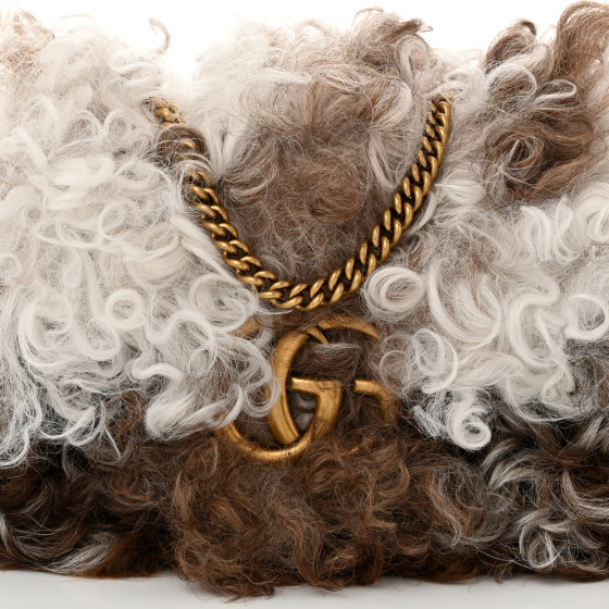 【関税&送料込】Gucci Beige Shearling Small Marmont Shoulder GUCCI Shearling Super Mini GG Marmont Shoulder Bag White