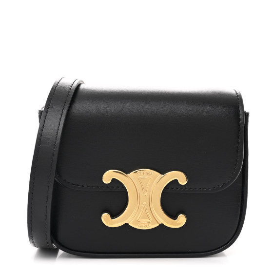 ★関税込★CELINE★Mini Triomphe Bag in Shiny Calfskin Black CELINE Shiny Calfskin Mini Claude Black 1686384 | FASHIONPHILE