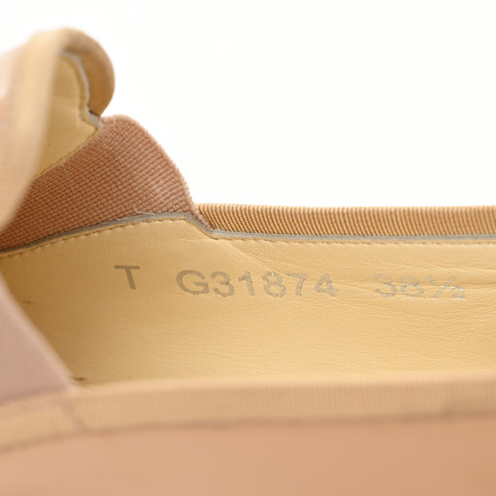 CHANEL Patent CC Loafers Espadrille 38.5 Beige 1691916