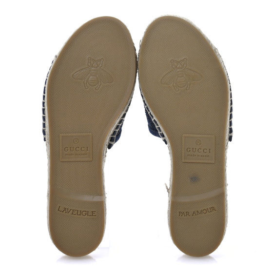 prima♥ GUCCI Denim Crystals GG Monogram Espadrille 20mm Slide