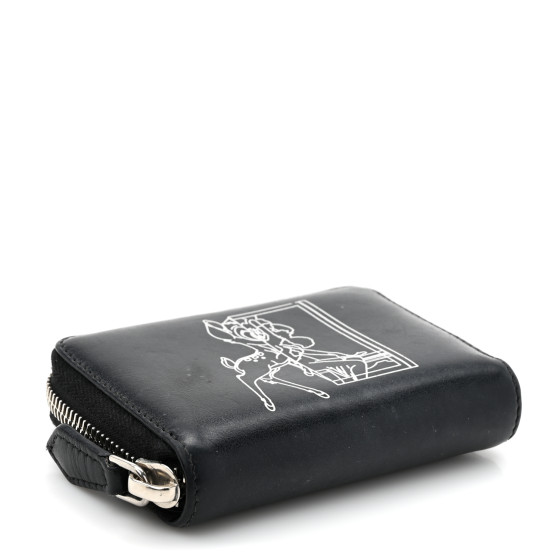 GIVENCHY Calfskin Iconic Bambi Print Mini Zip Wallet Black