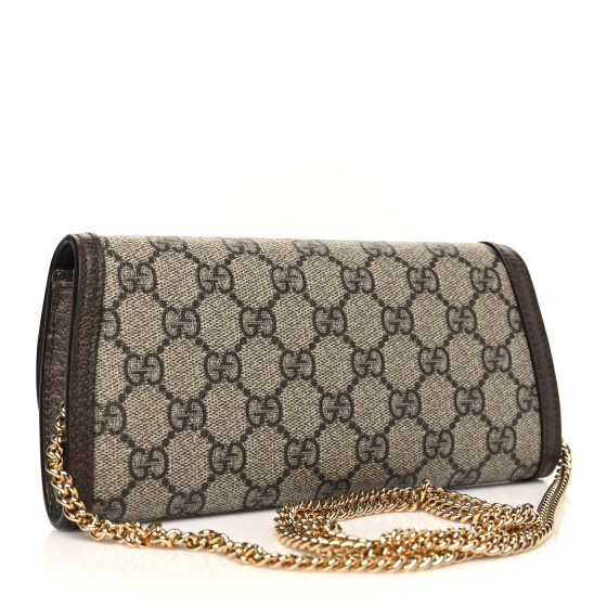 【GUCCI】GG Supreme Chain Wallet Beige:Ebony GUCCI GG Supreme Monogram Textured Dollar Calfskin Blondie