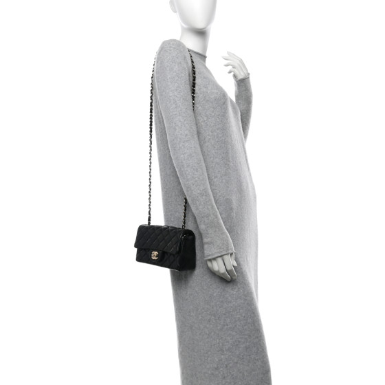 CHANEL Lambskin Quilted Mini Rectangular Flap Black