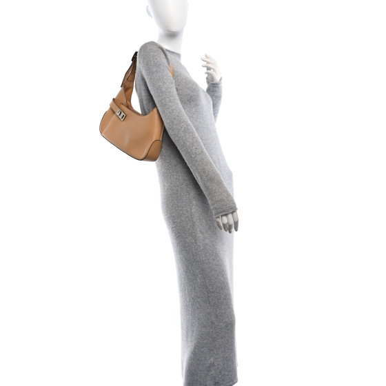 SALVATORE FERRAGAMO Soft Calfskin Gancini Hobo Beige 1691841