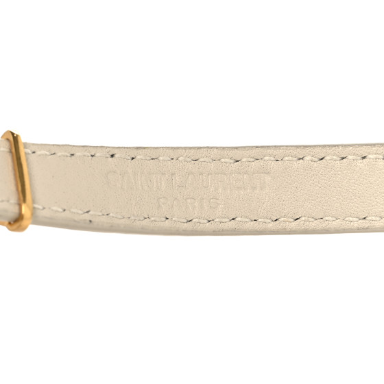 SAINT LAURENT Calfskin Opyum Double Wrap Bracelet L Crema