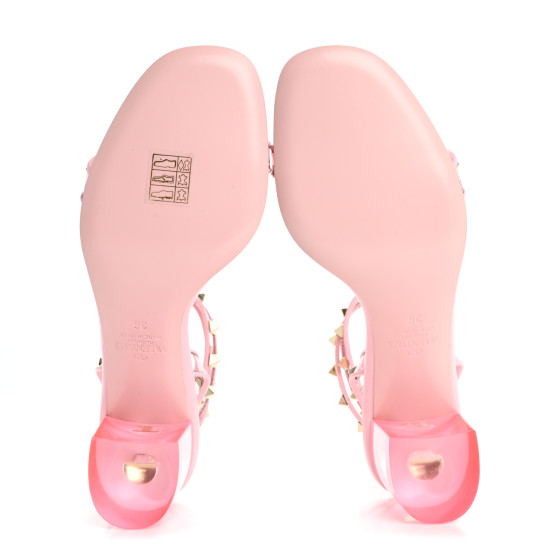 VALENTINO GARAVANI Nappa Rockstud PVC Ankle Straps Sandals