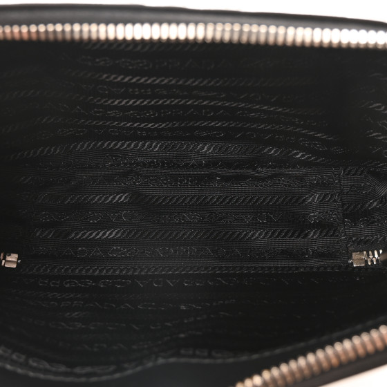 PRADA Spazzolato Embossed Small Brique Crossbody Bag Argento