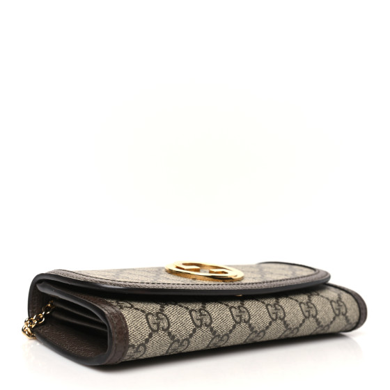 【GUCCI】GG Supreme Chain Wallet Beige:Ebony GUCCI GG Supreme Monogram Textured Dollar Calfskin Medium