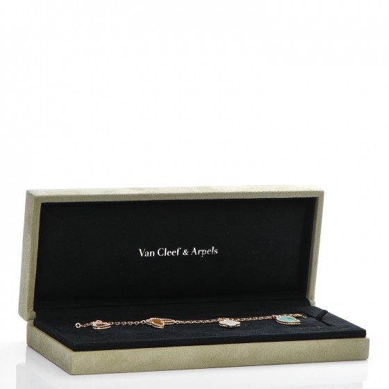 VAN CLEEF & ARPELS 18K Yellow Gold Mother of Pearl Malachite