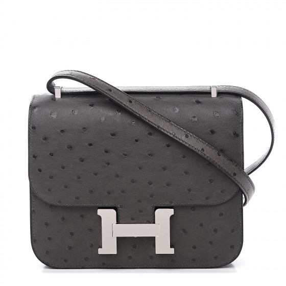 HERMES Ostrich Constance 18 Graphite 555804 | FASHIONPHILE