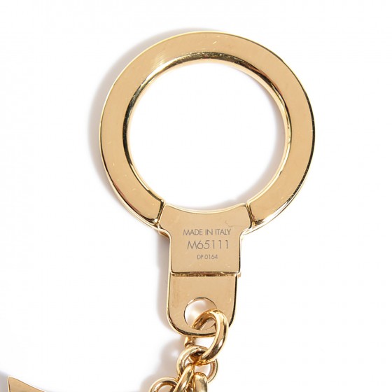 LOUIS VUITTON Brass Enamel Fleur De Monogram Bag Charm Chain