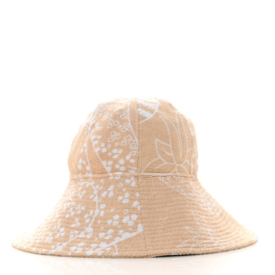 HERMES Terry Cloth Gia Bucket Hat 57 Sable Blanc 1303508
