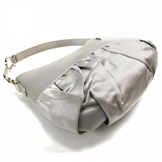 CHRISTIAN DIOR Satin Ballet Evening Bag Silver 15633