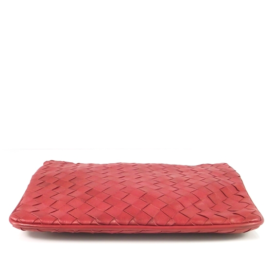 BOTTEGA VENETA Vintage Woven Clutch Bag Red 15364 | FASHIONPHILE