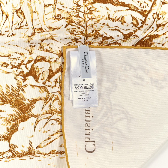 CHRISTIAN DIOR Silk Square Scarf White Gold 1456303
