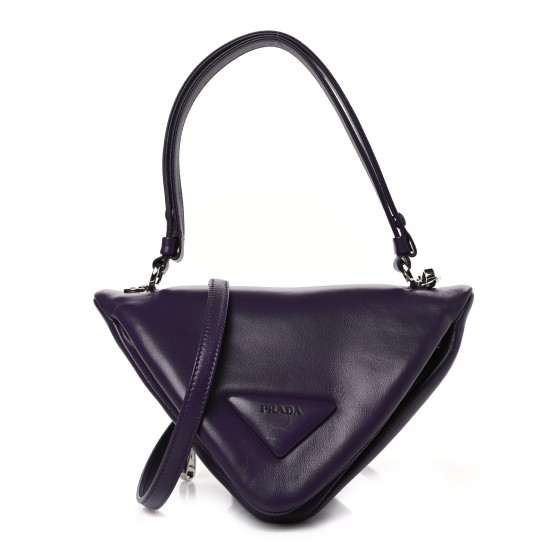 【PRADA】PADDED NAPPA CROSSBODY BAG PRADA Nappa Padded Signaux Triangle Crossbody Viola 1462260