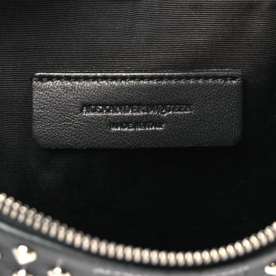 Alexander McQueen Black Leather Skull Zip Pouch Clutch Bag