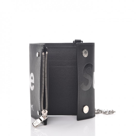 LOUIS VUITTON X SUPREME Epi Chain Wallet Black 231331