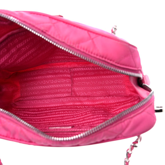 PRADA Nylon Tessuto Impuntu Quilted Chain Crossbody Fuxia