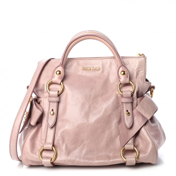 MIU MIU Vitello Lux Mini Bow Bag Cipria 860076 | FASHIONPHILE