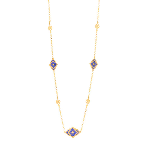 BUCCELLATI 18K Yellow Gold Diamond Enamel Opera Tulle Necklace Blue ...