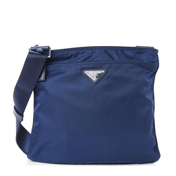 PRADA Nylon Vela Flat Messenger Bag Royal 550522 FASHIONPHILE