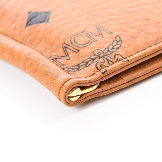 MCM Visetos Heritage Bi-Fold Money Clip Wallet Cognac 550224