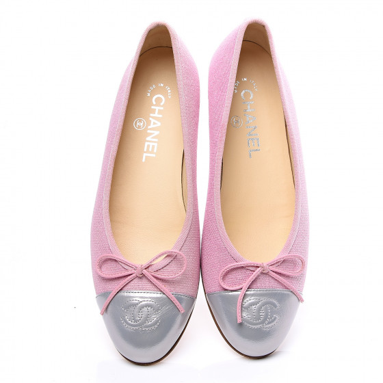 CHANEL Iridescent Fabric Lambskin Cap Toe Ballerina Flats