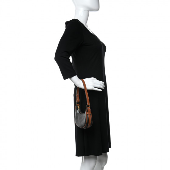 CELINE Canvas Calfskin Mini Ava Triomphe Shoulder Bag Tan