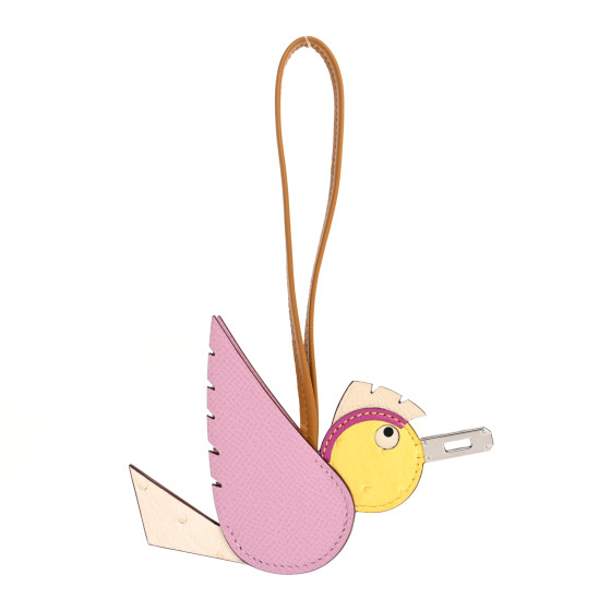 Hermes Birdy バーディ ostrich charm チャーム【新品未使用】 Hermes Birdy Charm Vert Criquet Epsom, White and Bubblegum