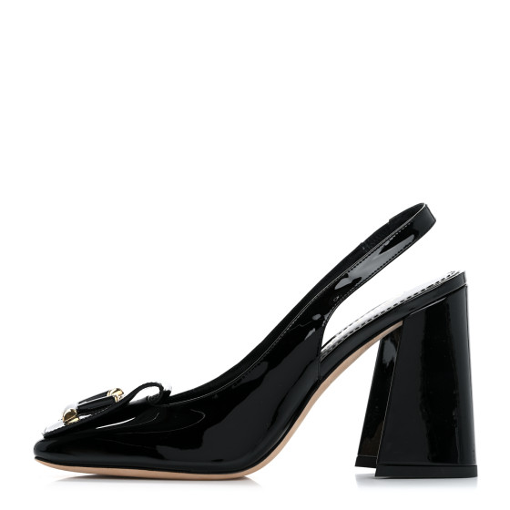 LOUIS VUITTON Patent Calfskin Shake Slingback Pumps 36 Black