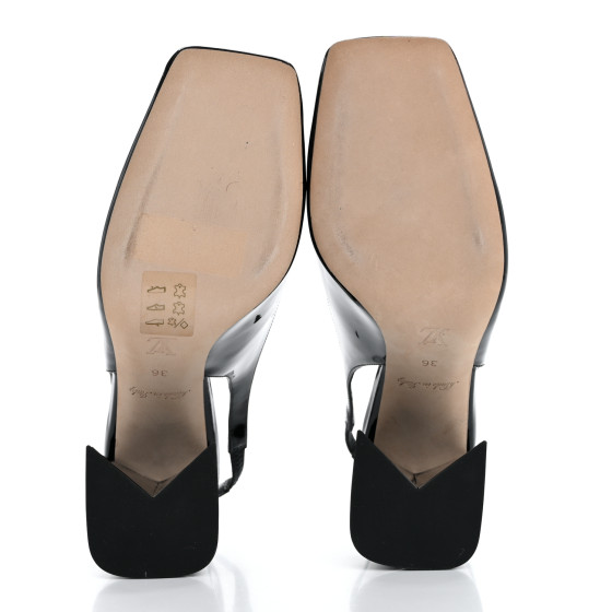 LOUIS VUITTON Patent Calfskin Shake Slingback Pumps 36 Black