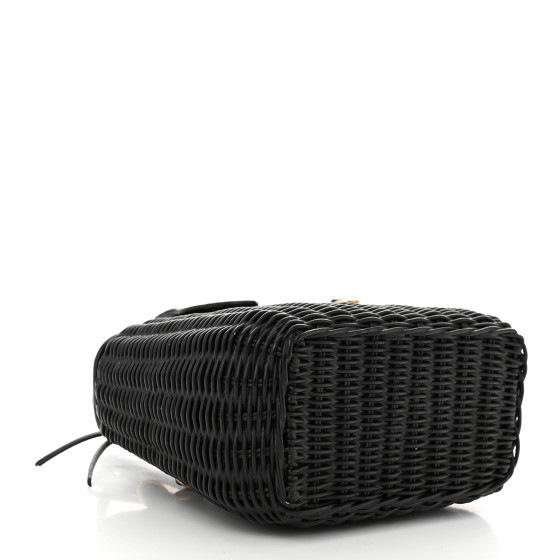 MIU MIU City Calfskin Wicker Midollino Crossbody Bag Black