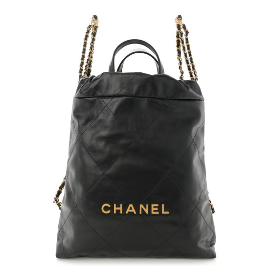 シャネル　リュック CHANEL Shiny Calfskin Quilted Chanel 22 Backpack Black