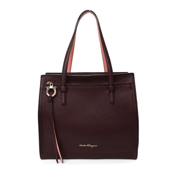 【SALVATORE FERRAGAMO】AMY HANDBAG Salvatore Ferragamo Amy Convertible Leather Tote Large Black